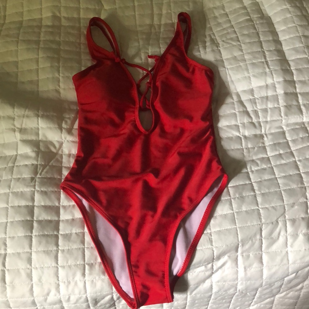 Red one piece swimsuit